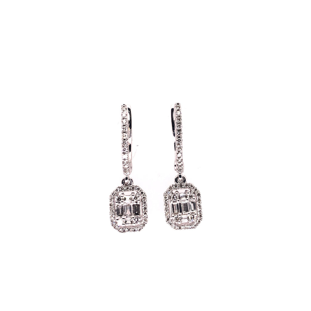 Diamond Earrings with Baguette drop
