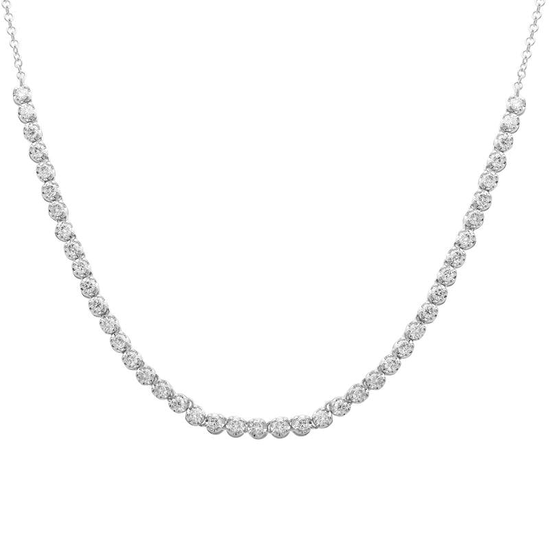 Crown Prong Diamond Tennis Chain Necklace