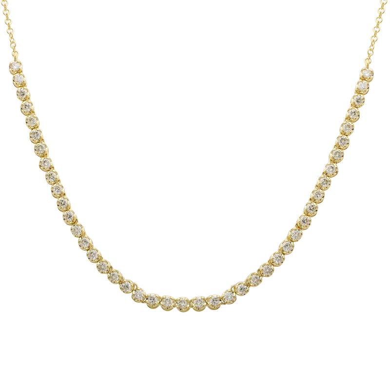 Crown Prong Diamond Tennis Chain Necklace