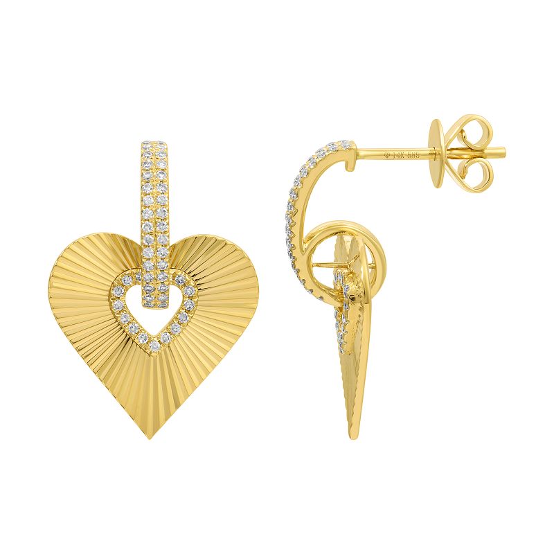 Fluted Heart Diamond Earrings