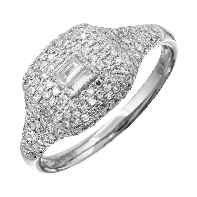 White Gold Diamond Signet Pinky Ring