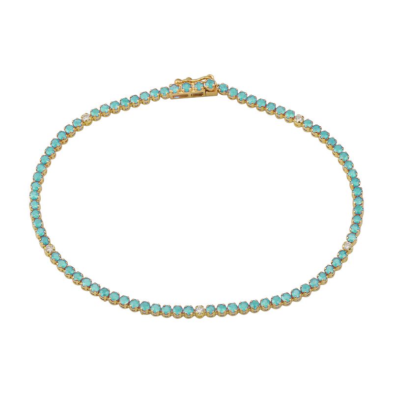 Blue Topaz With Diamond Tennis Bracelet