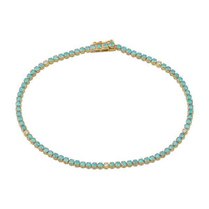 Blue Topaz With Diamond Tennis Bracelet