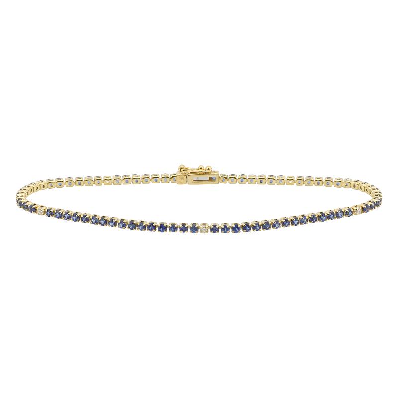 Blue Sapphire With Diamond Tennis Bracelet
