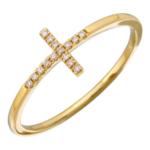 Gold Cross Diamond Ring