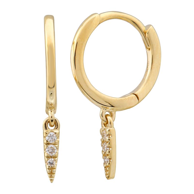 Gold Spike Diamond Huggie