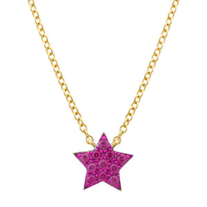 Ruby whit color Rhodium Star Necklace