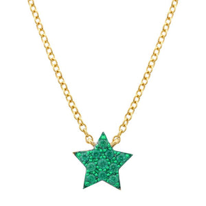 Tsavolite whit color Rhodium Star Necklace