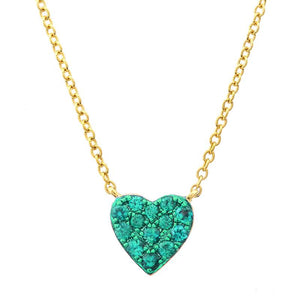 Tsavolite With Color Rhodium Heart Necklace