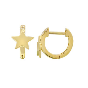 Star Diamond Huggie Earrings