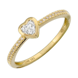 White Topaz Heart Shape Diamond Ring