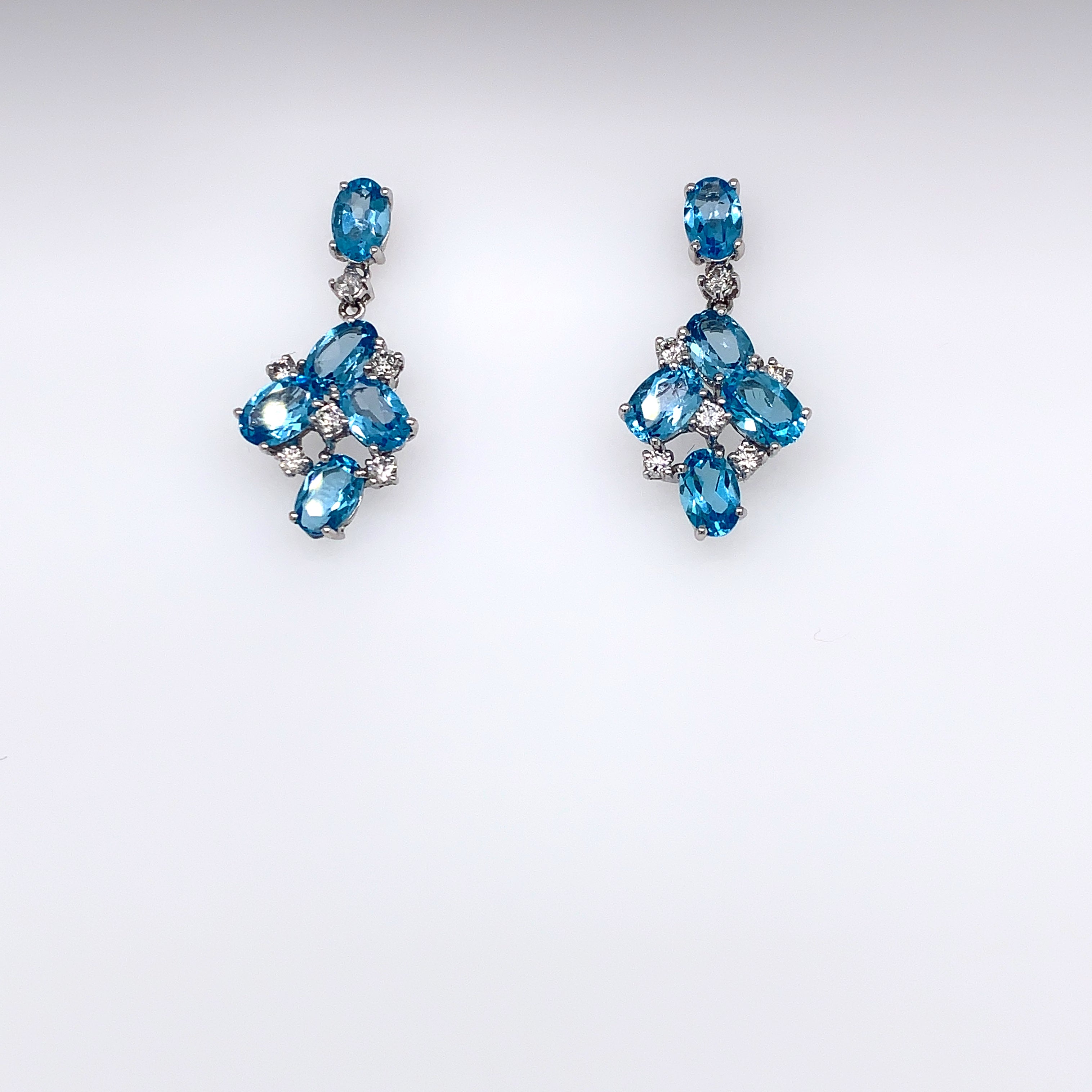 Blue Topaz Diamond Earrings