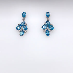 Blue Topaz Diamond Earrings
