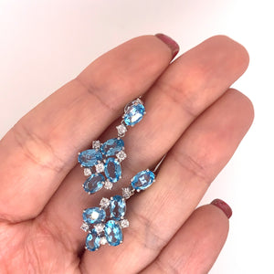 Blue Topaz Diamond Earrings