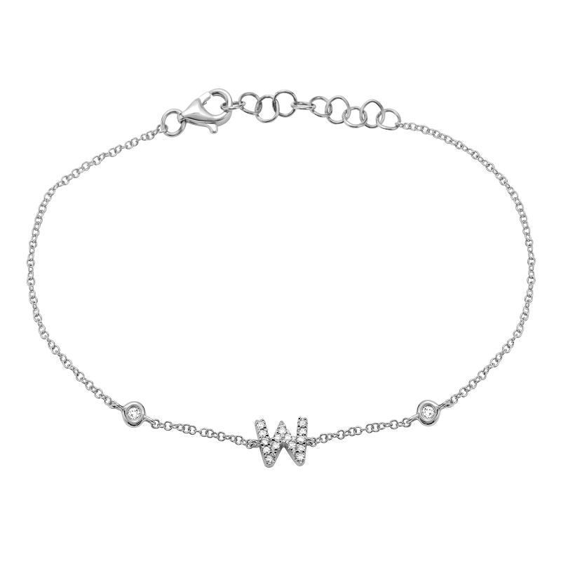 White Gold Initial Diamond Bracelet