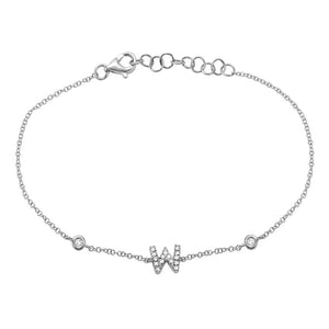 White Gold Initial Diamond Bracelet