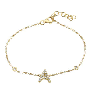 Yellow Gold Initial Diamond Bracelet