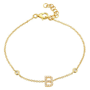 Yellow Gold Initial Diamond Bracelet