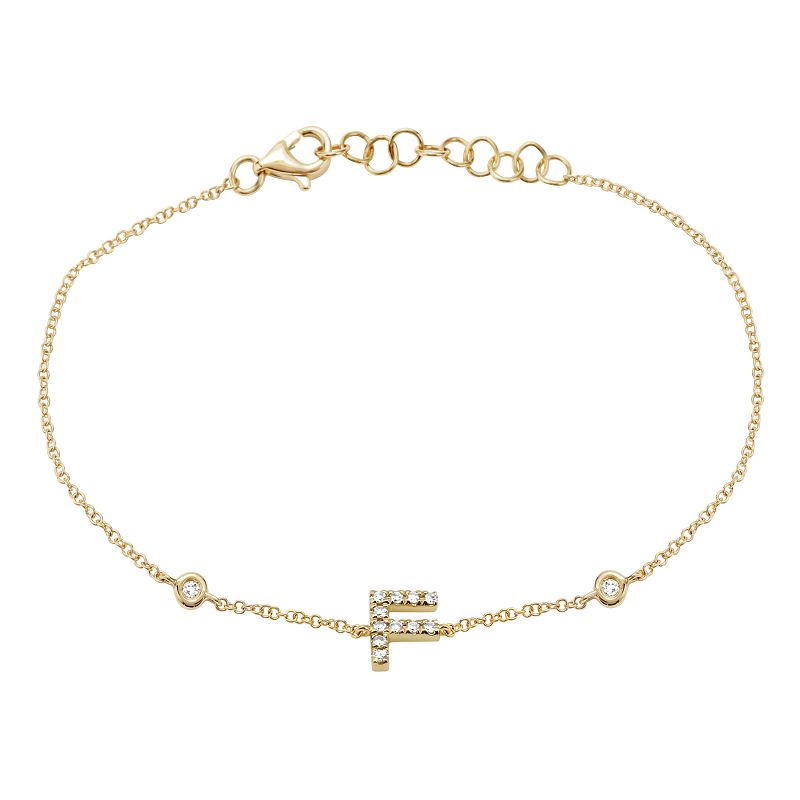 Yellow Gold Initial Diamond Bracelet