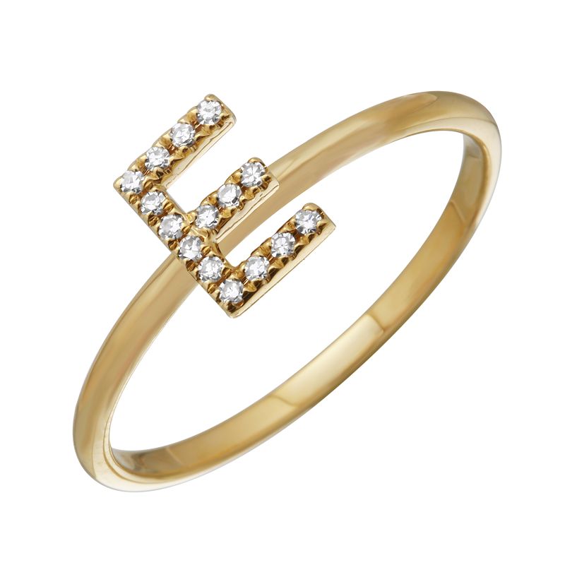 Yellow Gold Initial Diamond Ring
