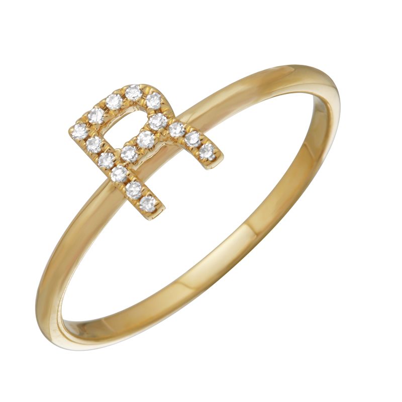 Yellow Gold Initial Diamond Ring