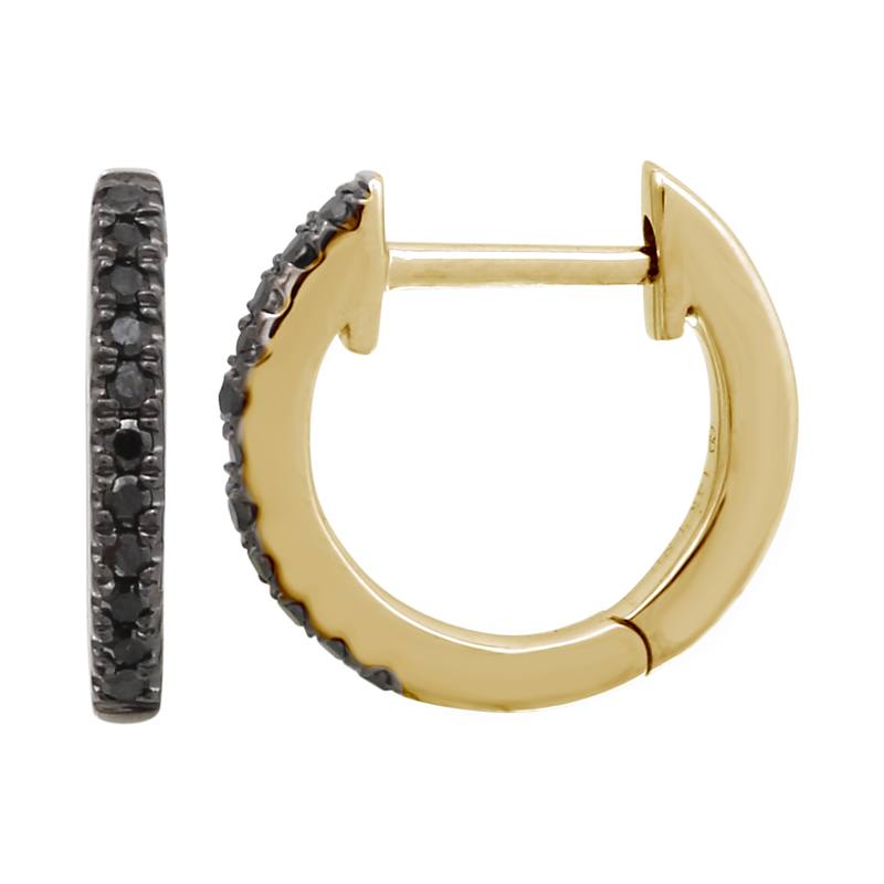 Black Diamond Huggie Earrings