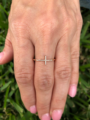 Gold Cross Diamond Ring