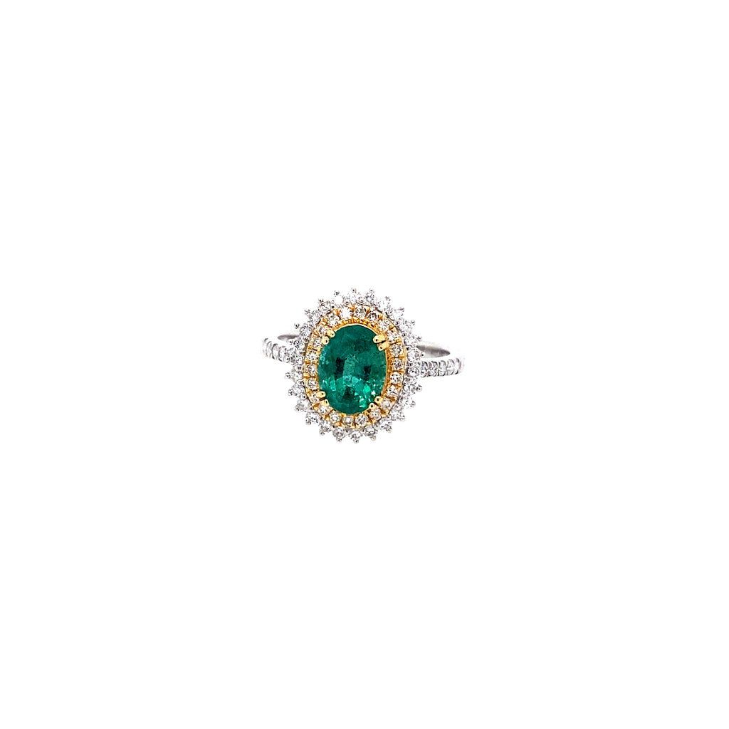 Emerald Oval Halo Ring