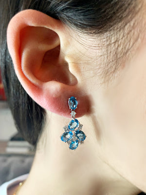 Blue Topaz Diamond Earrings