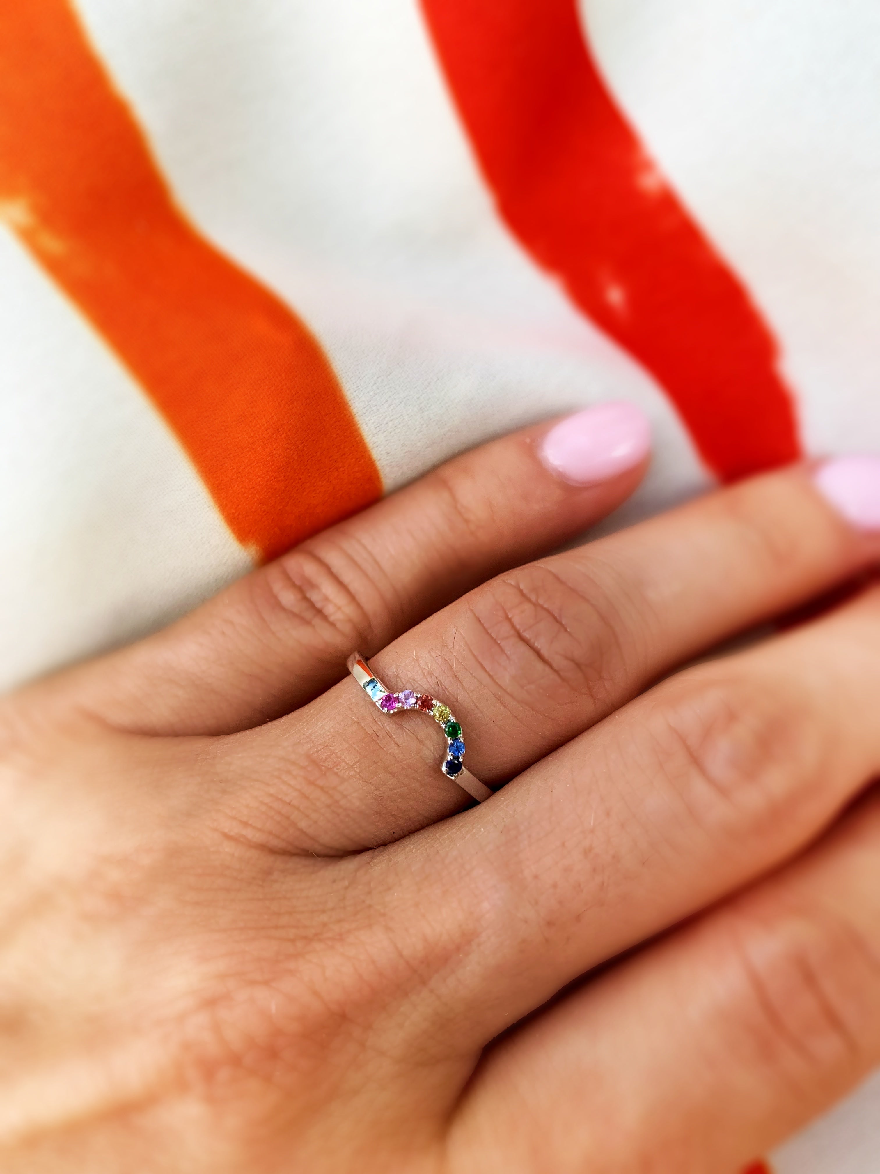 Rainbow Shaped Gemstone Ring