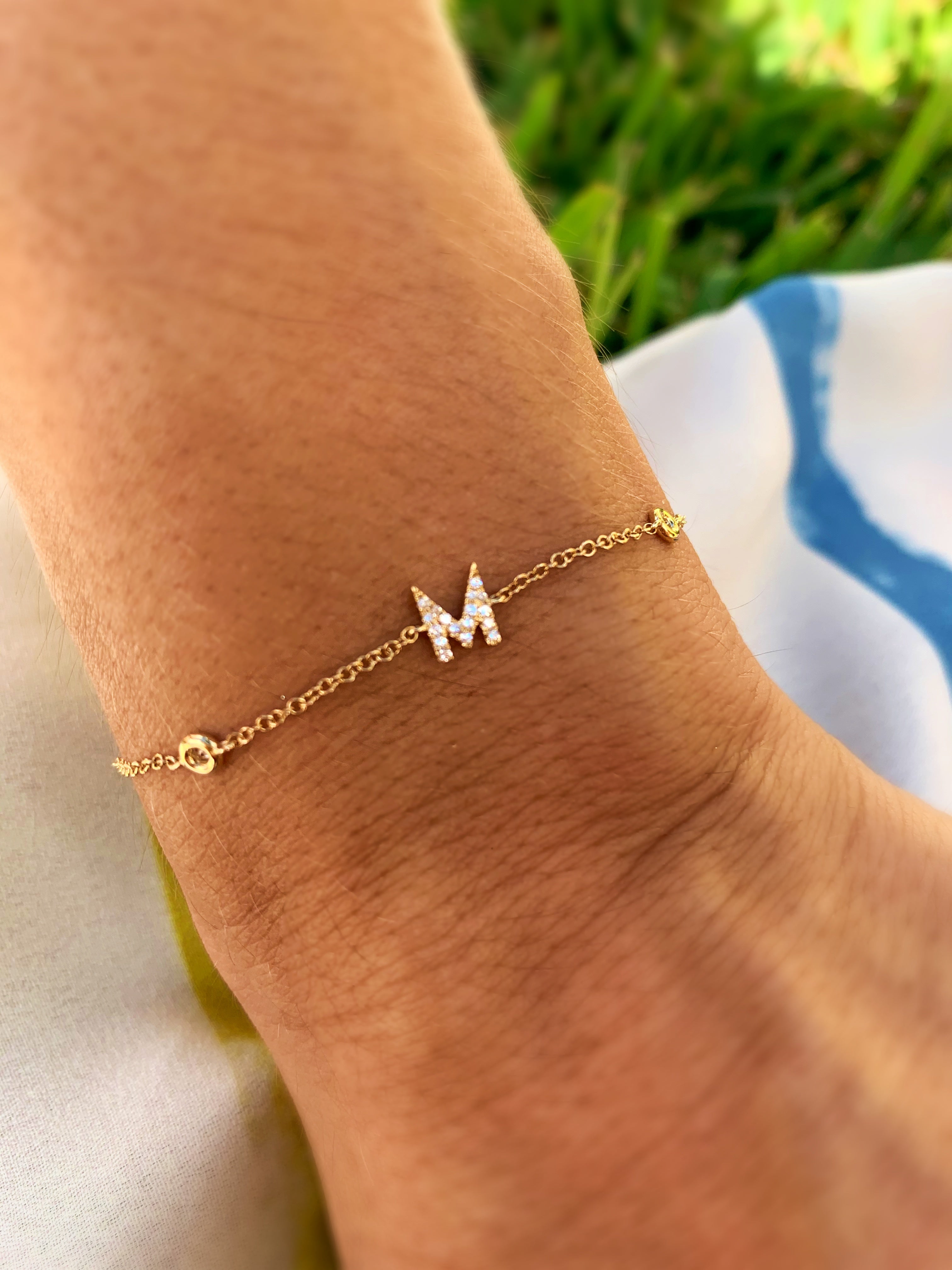 Yellow Gold Initial Diamond Bracelet