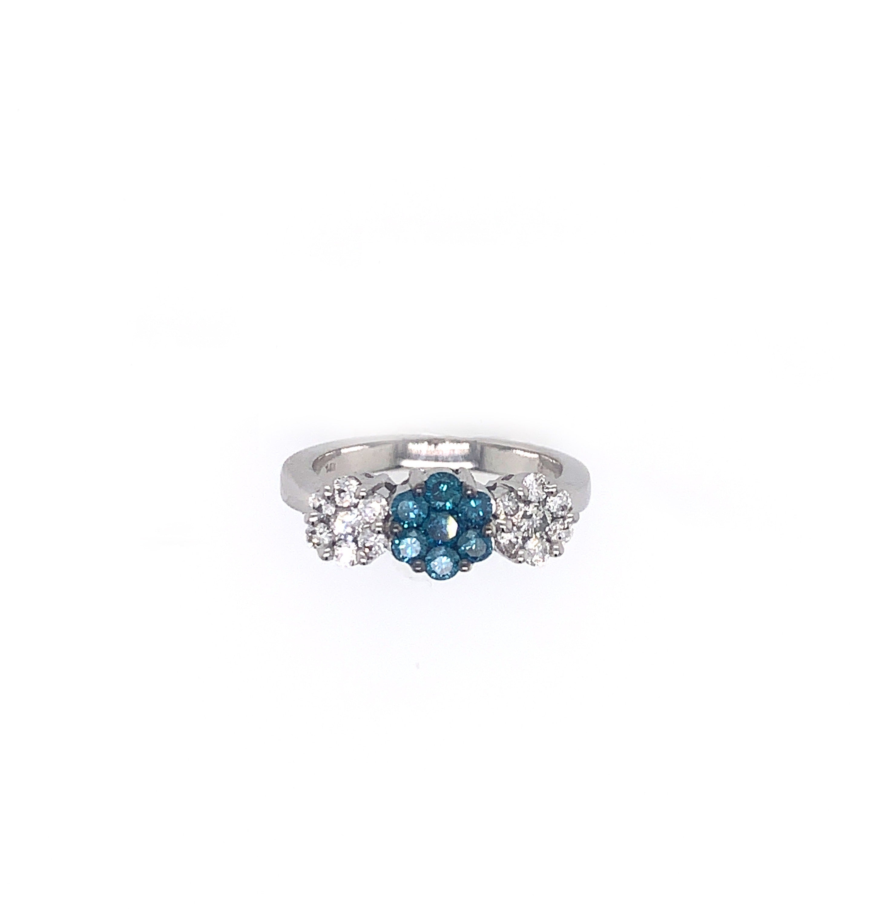 Blue Diamond Flower Ring