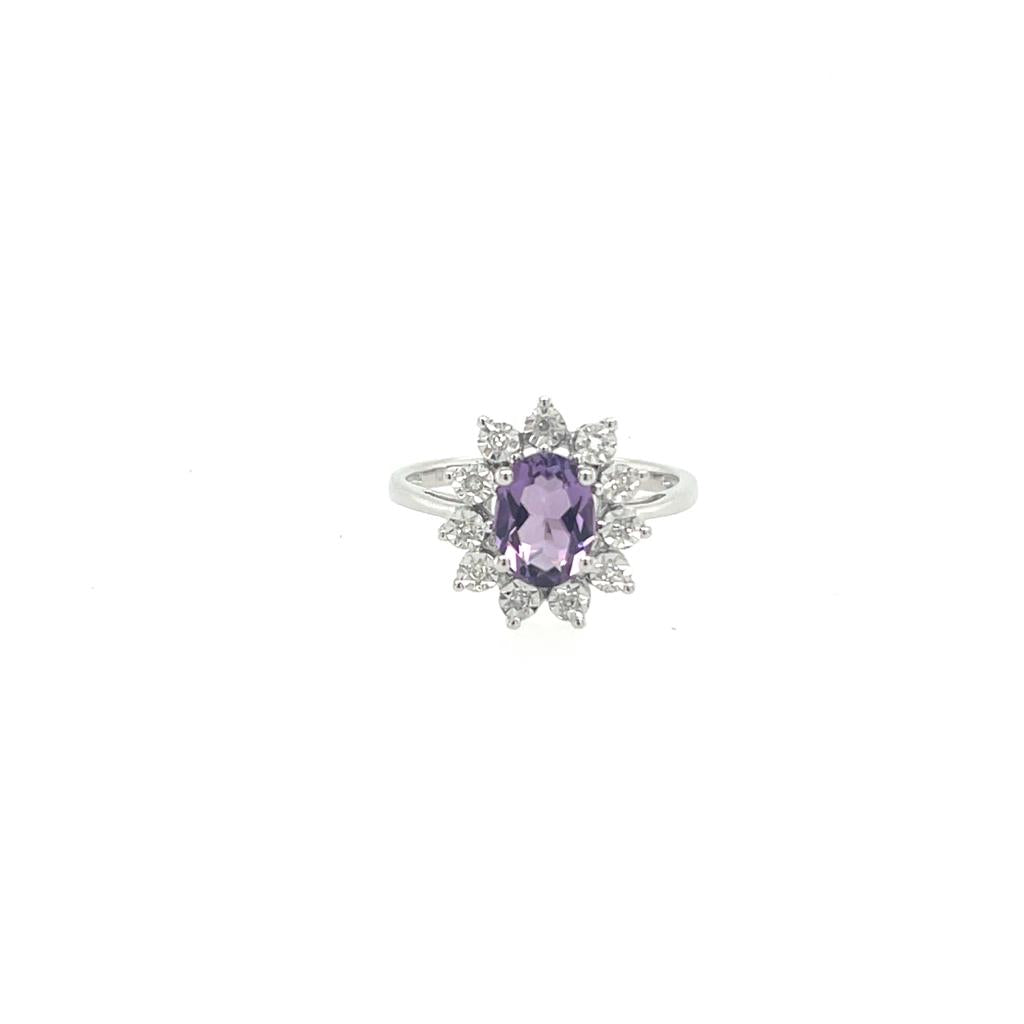 Amathyst Diamond Ring