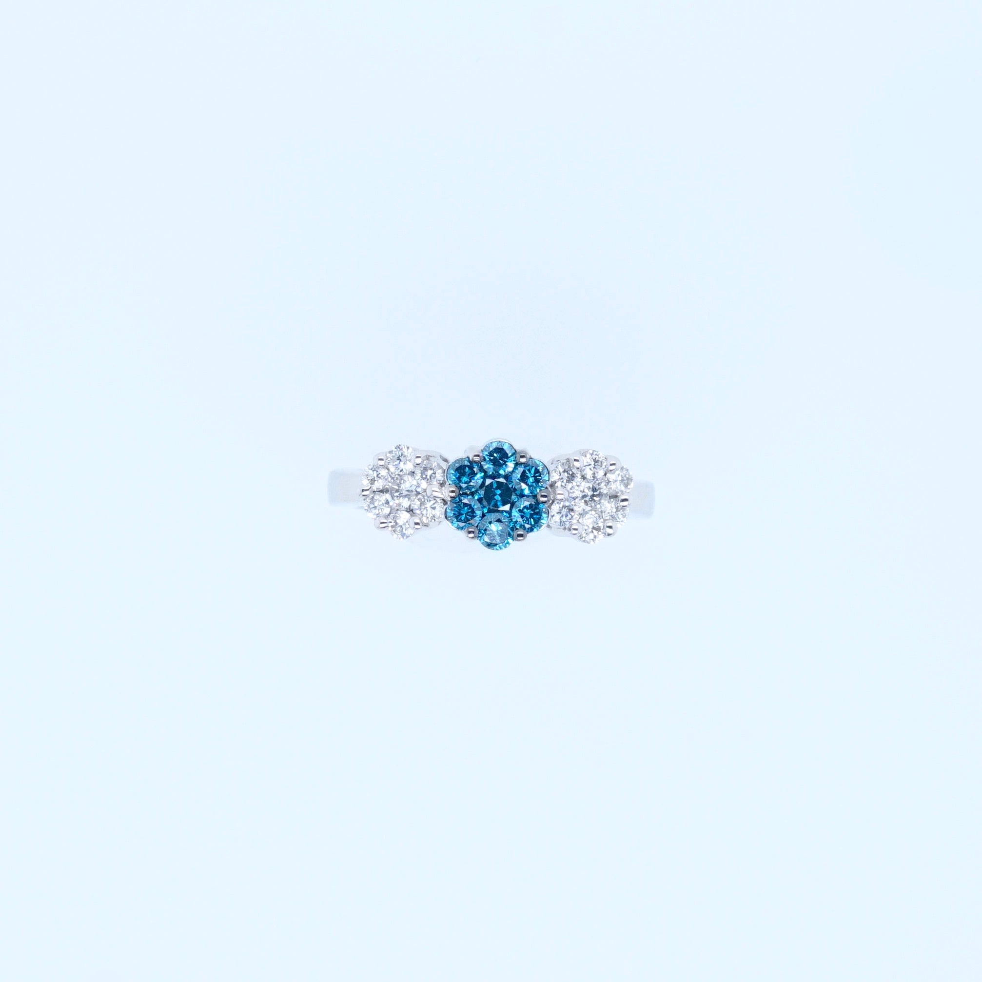 Blue Diamond Flower Ring