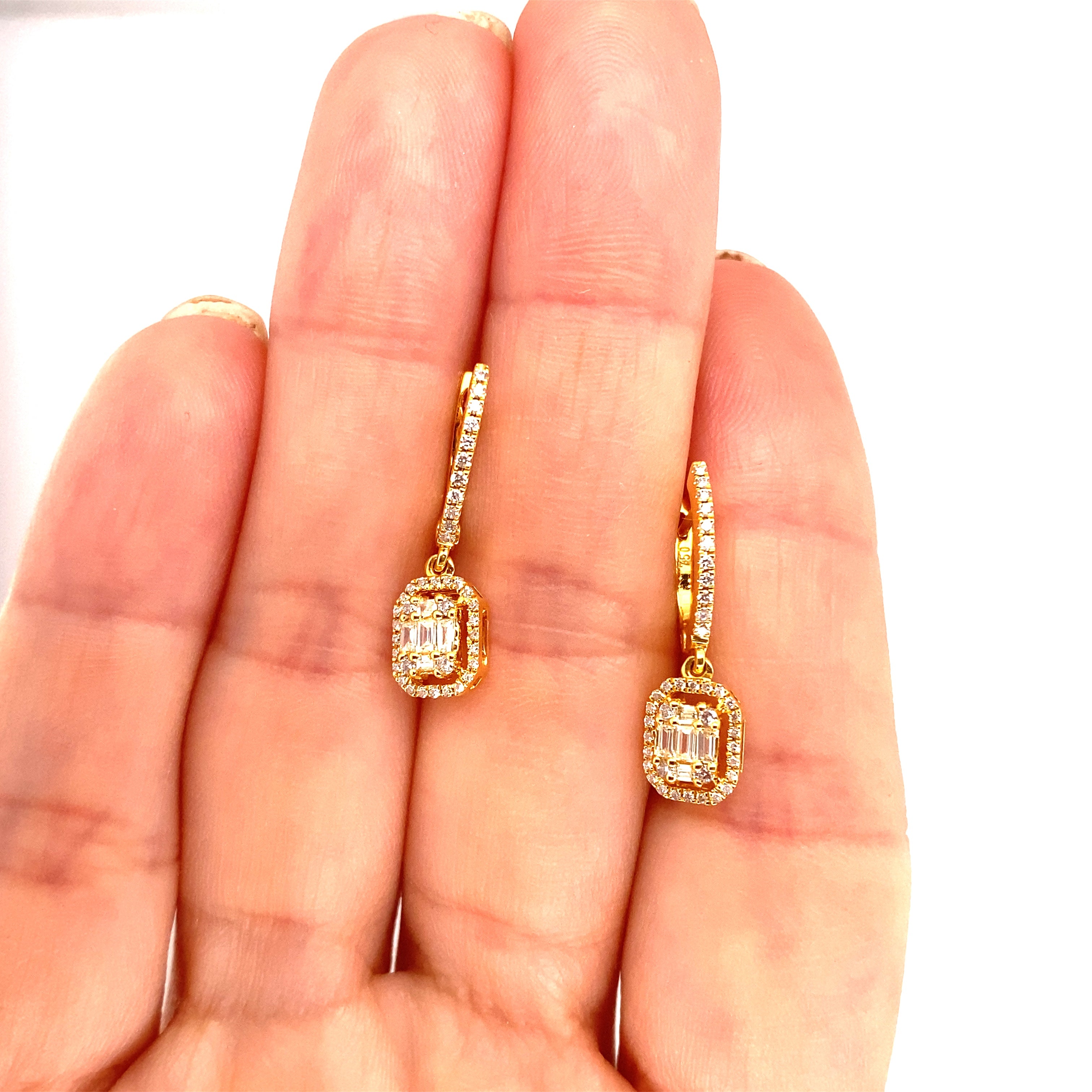Diamond Earrings with Baguette drop