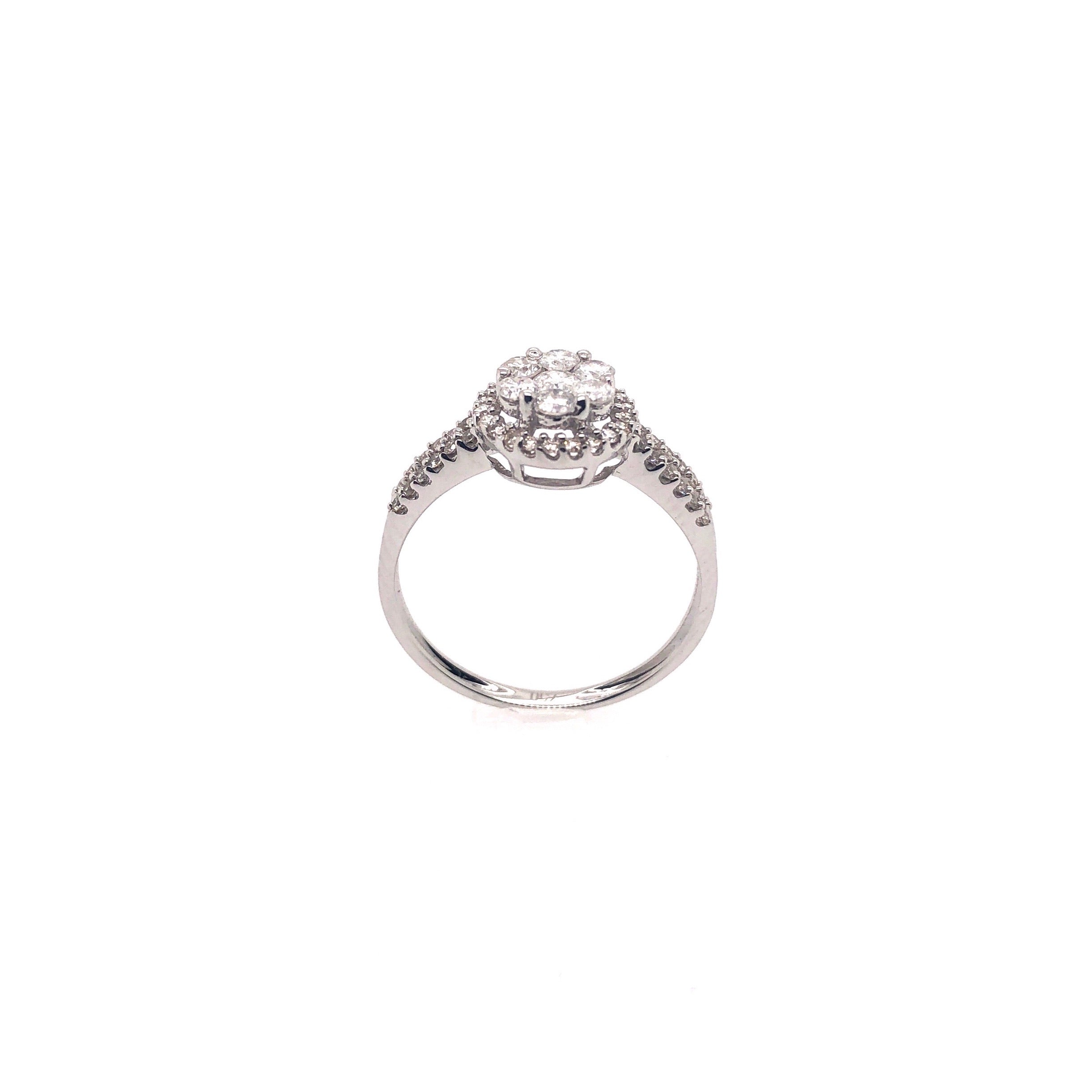 Halo Split Shank Diamond Ring