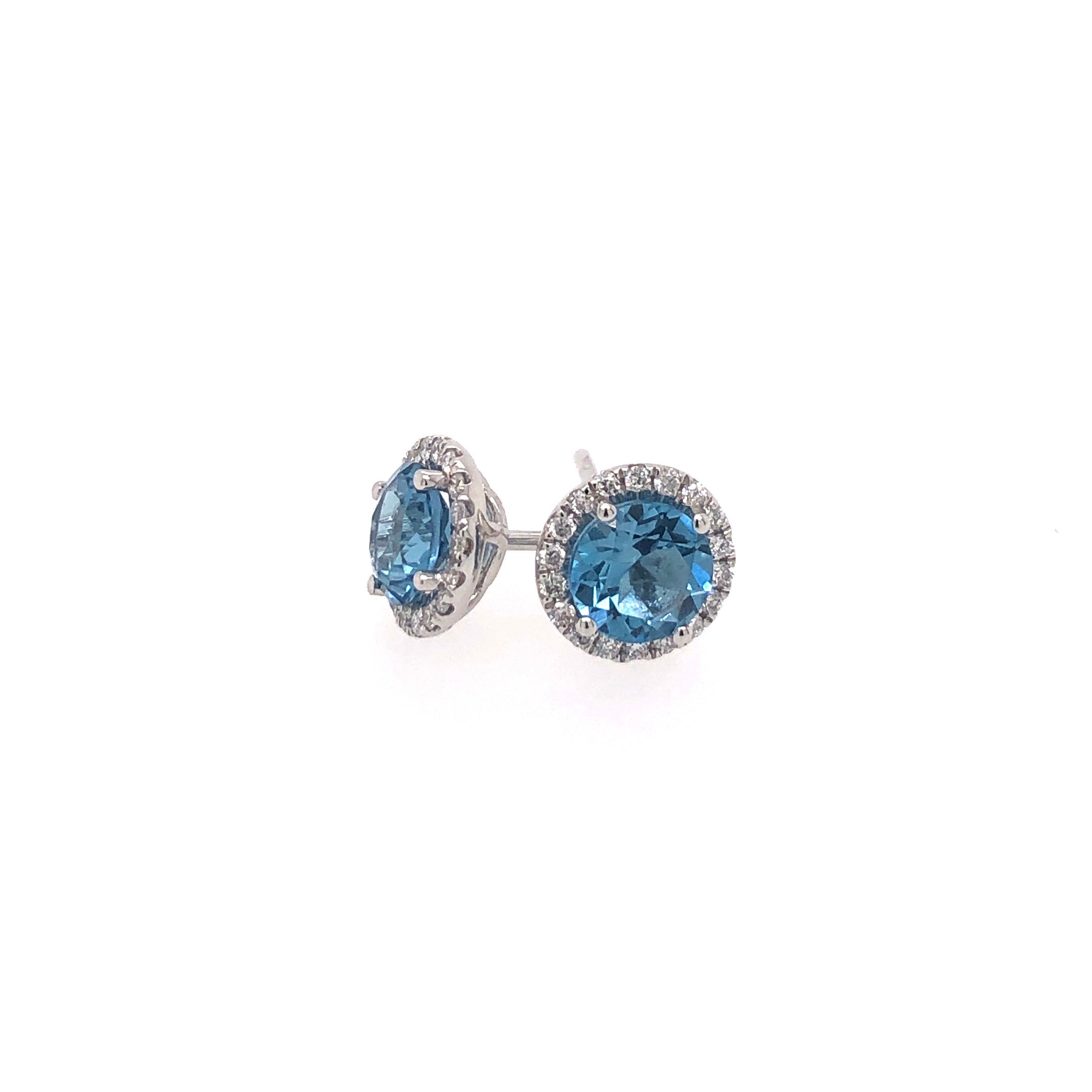 Blue Topaz Halo Studs