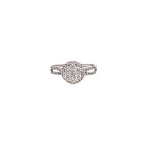 Halo Split Shank Diamond Ring