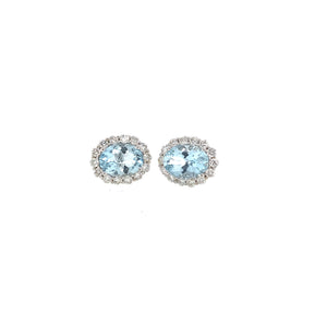 Aquamarine Diamond Studs