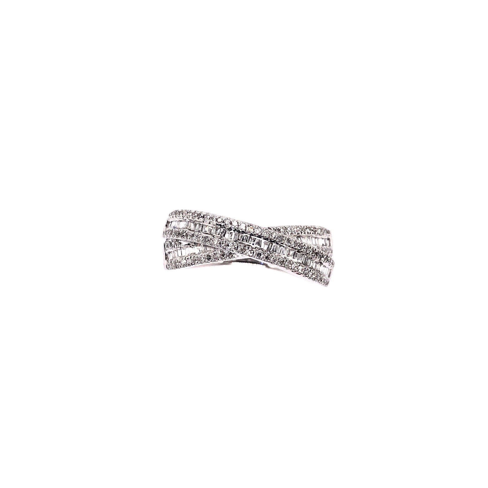 Slim Criss Cross Baguette Diamond Ring