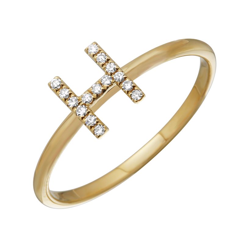  Yellow Gold Initial Diamond Ring