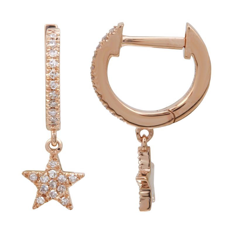 Star Diamond Huggie With Star Drop
